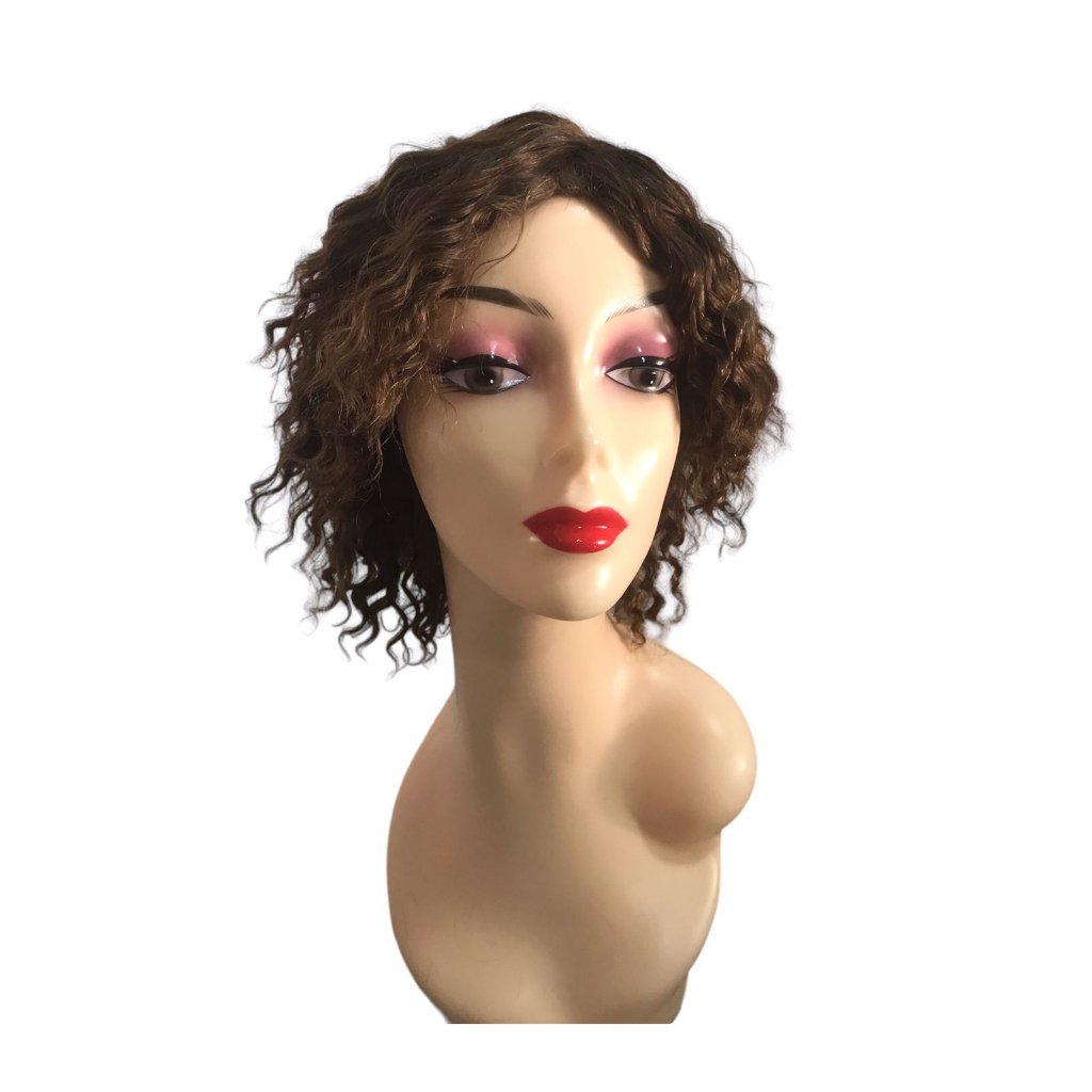 Peruca Wig Cabelo Humano Brasileiro Cacheada Curta -  30cm aproximado Morena Iluminada