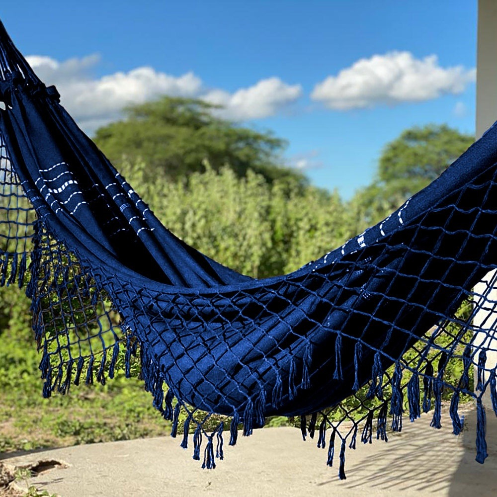 Rede de descanso balanço Azul Marinho 1.40 x 3.60 M para casal varanda lazer e camping confortavel