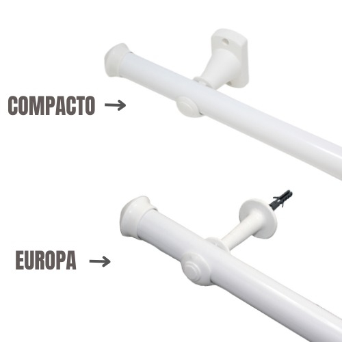Varão de Cortina 2,00 Metros 19mm Branco Compacto / Europa