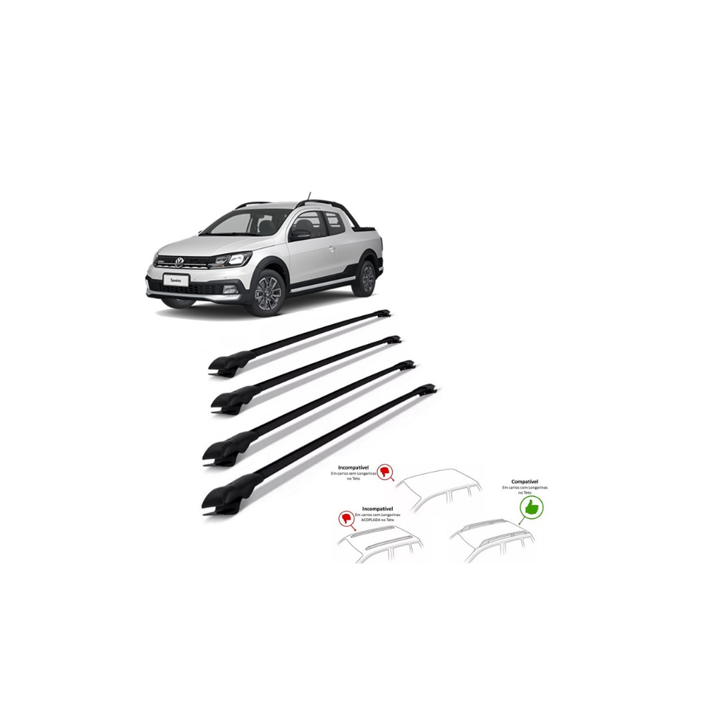 Travessa Teto Saveiro Cross 2010 A 2019 4 Barras Bagageiro Slim Heavy Car