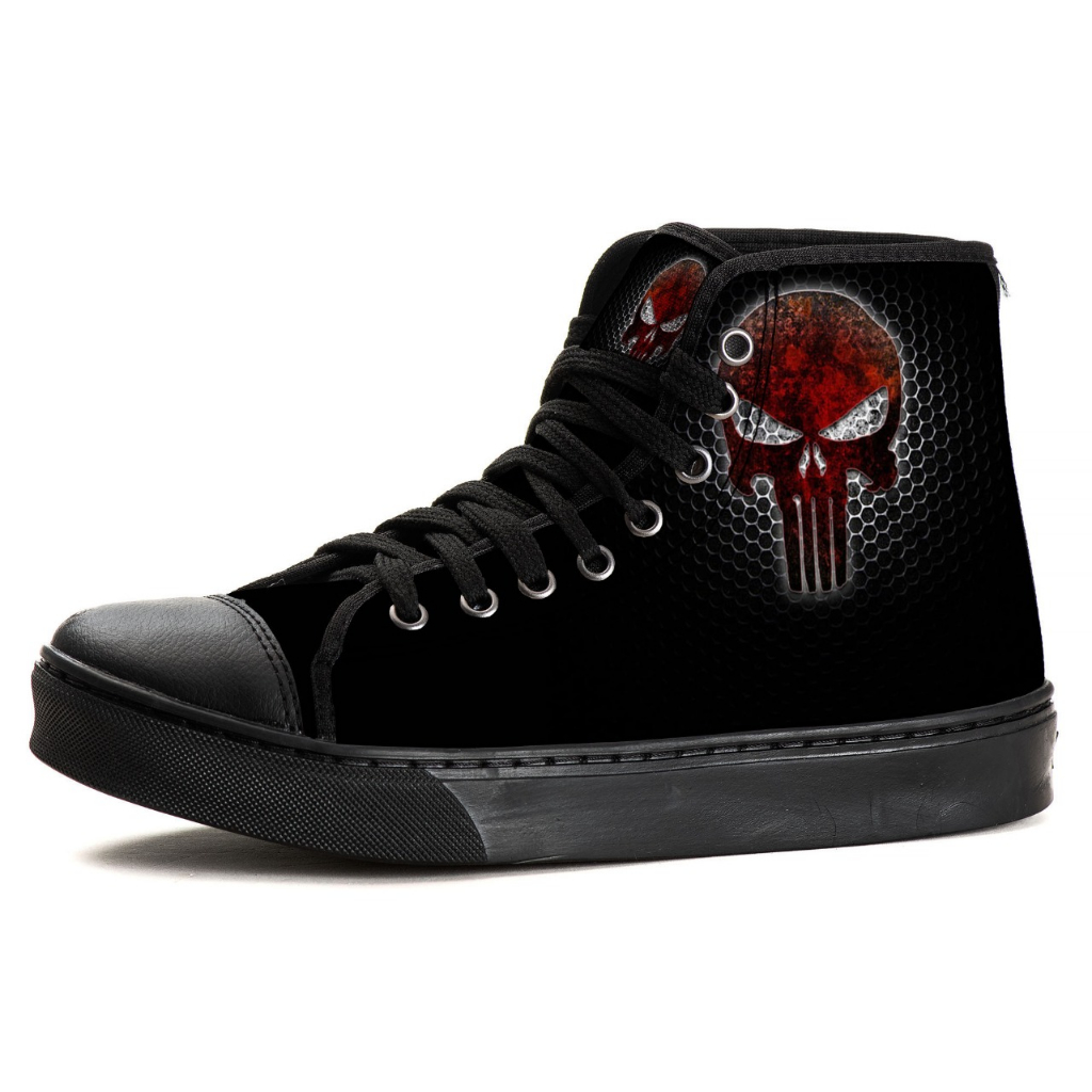 Tênis De Cano Alto Justiceiro Moda Rock Caveira
