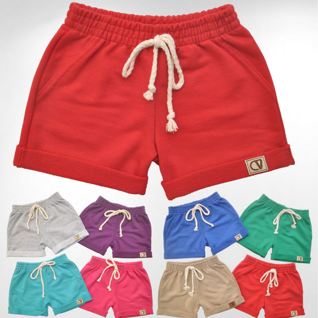 Short Bermuda Bebê Infantil Masculina e Feminina  Moletinho Algodão