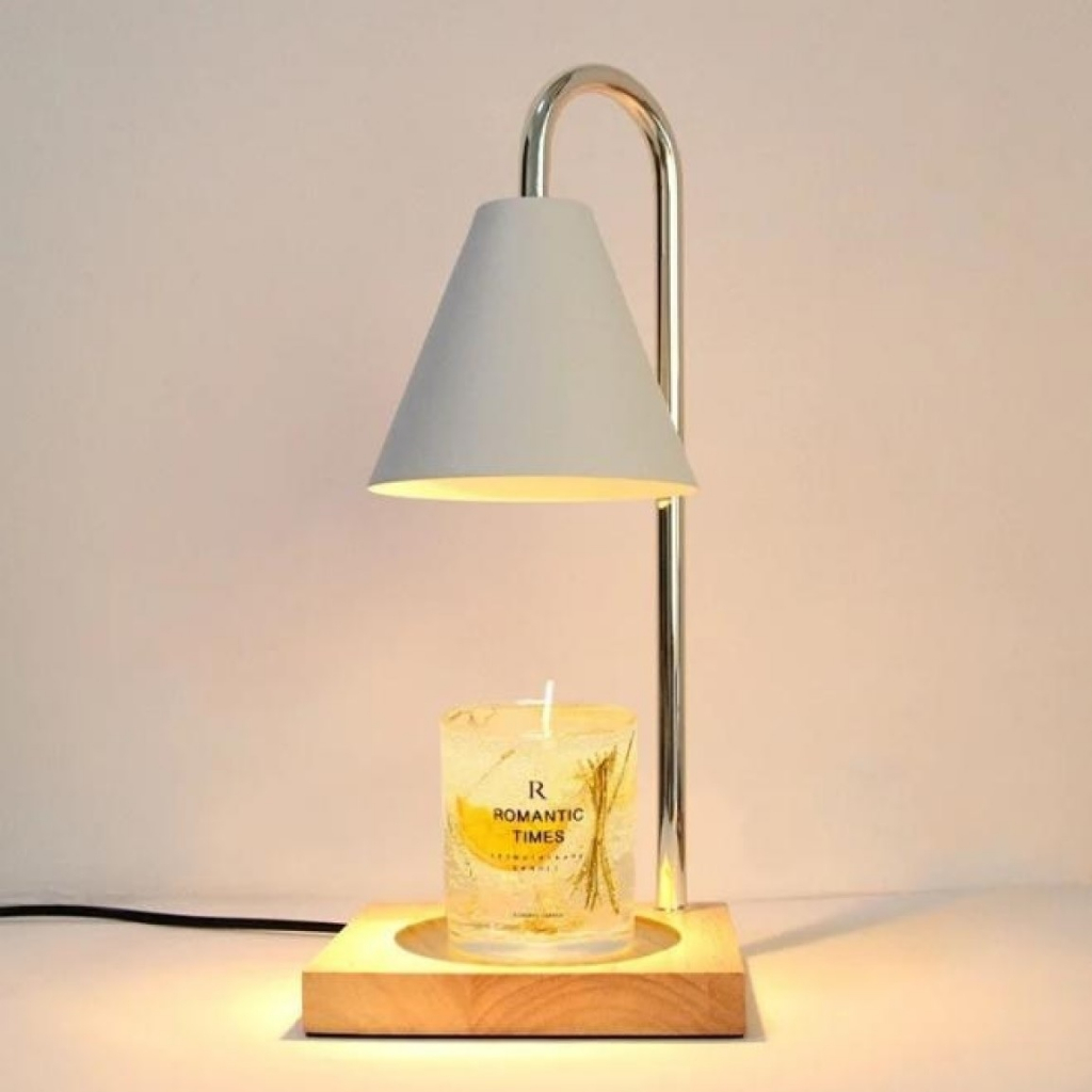 Luminária Aquecedora de Vela - Base de Madeira - Bivolt - Decoração