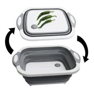 Tábua De Corte Retrátil de Silicone Bacia Escorredor Cesto de Alimentos Facil Limpeza 3 em 1 Multiuso em Promoção
