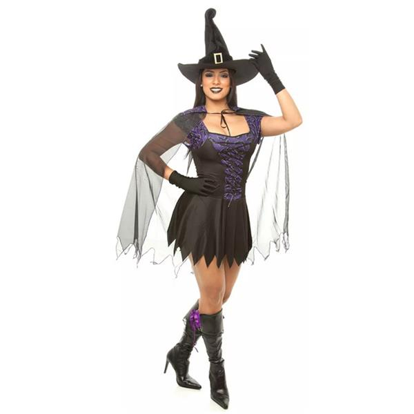 Fantasia Bruxa Com Capa E Vestido Adulto,halloween,kit 2pçs