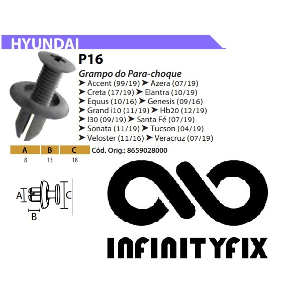 10 Presilha Grampo do Para-Choque - Parabarro - Mitsubishi Airtrek 01/05 Colt 96/01 Grandis 04/08 Lancer 00/16 L200 06/16 Pajero Full 08/20 Pajero Sport 00/06 - MB253964