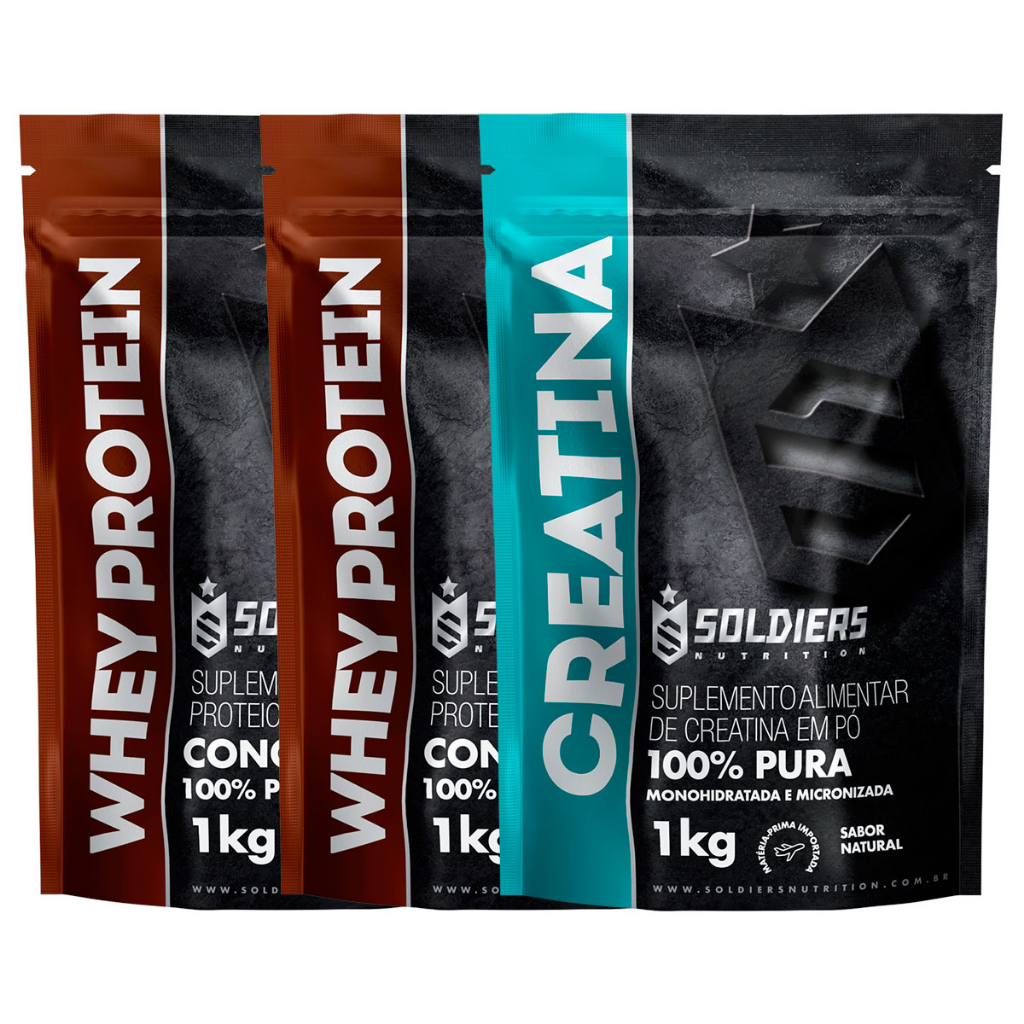 Kit: Whey Concentrado 2kg + Creatina Monohidratada 1kg - 100% Importado - Soldiers Nutrition