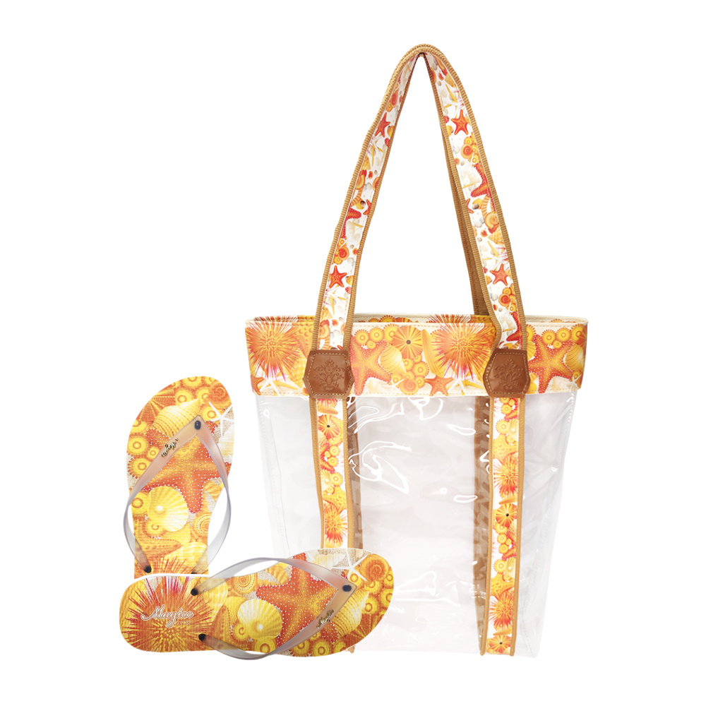Kit Bolsa Feminina Impermeável com Chinelo Feminino Moda Praia Estrela do Mar Magicc Bolsas BCH-221