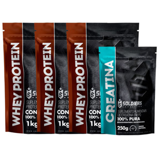 Kit: Whey Protein Concentrado 3kg + Creatina Monohidratada 250g - 100% Importado - Soldiers Nutrition