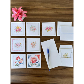 Kit 20 unidades cartão flor e envelope branco em Oferta na Shopee