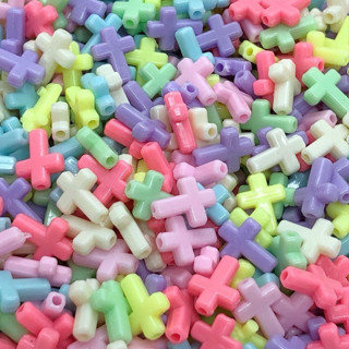 Cruz Entremeio 100 Peças Infantil Miçanga Crucifixo Candy Color