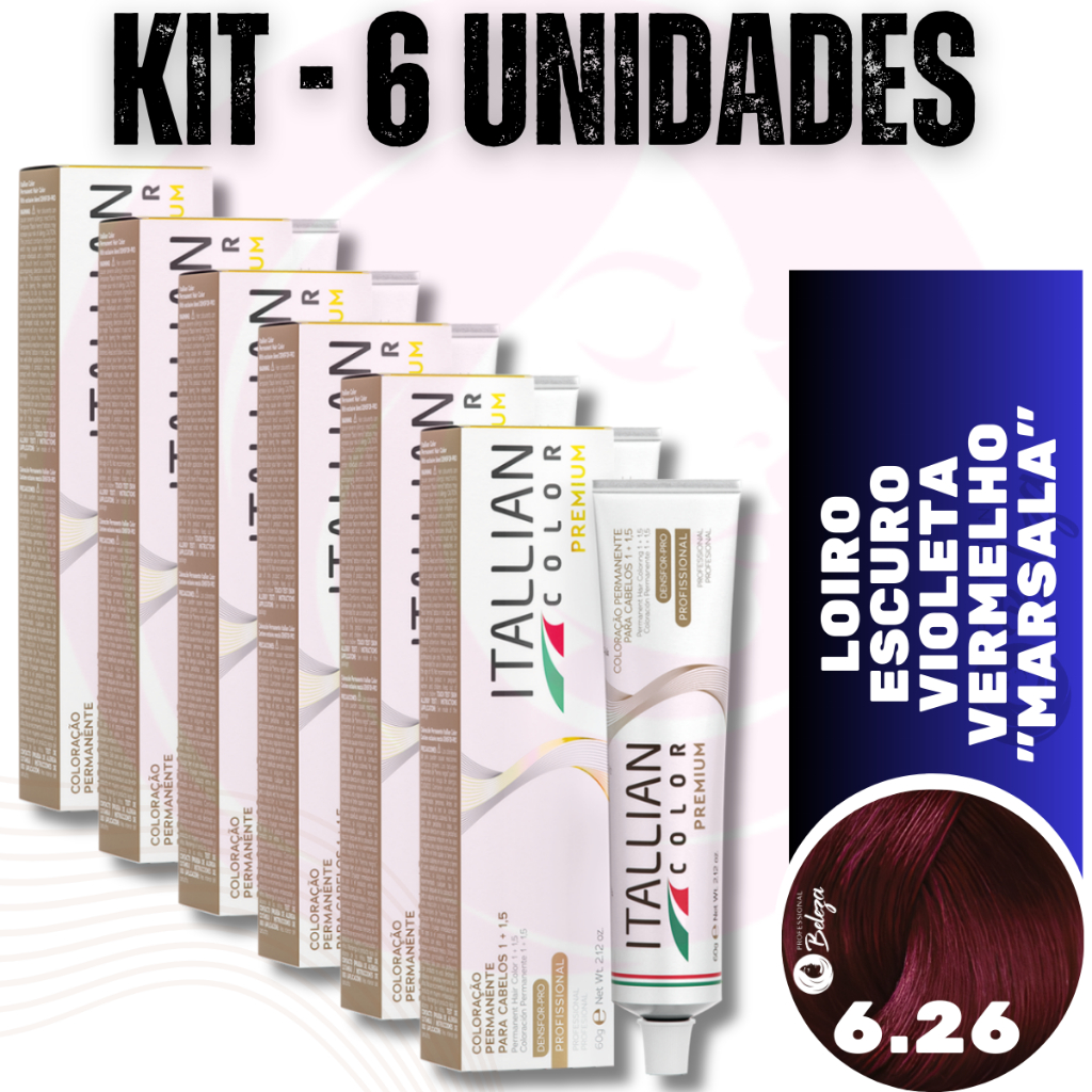 6 Colorações Nº 6.26 Marsala Itallian Color Tinta Silk 60gr em Oferta na Shopee