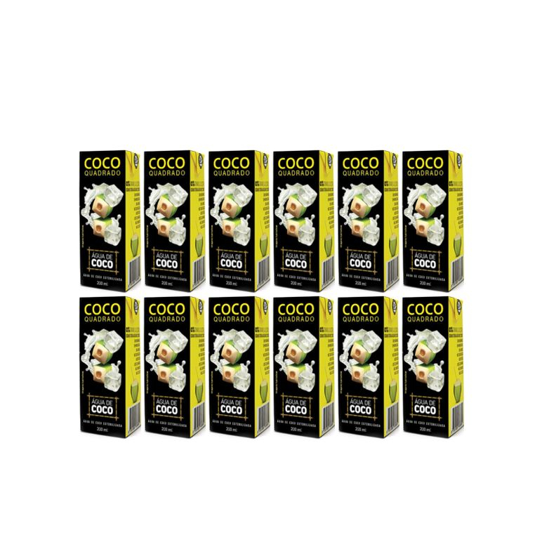 Kit C/12 Agua De Coco 200 Ml - Coco Quadrado
