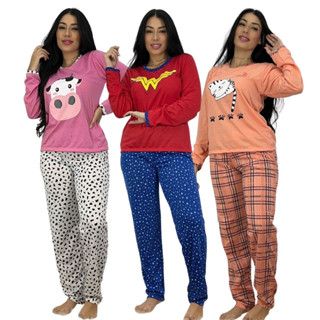 Pijama Feminino Manga Comprida / Pijama de Inverno / Pijama Longo