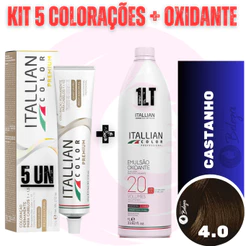 Kit 5 Tinta + Ox 20v Castanho 4.0 Coloração