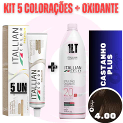 Kit 5 Tintas + Ox 20v Castanho Plus 4.00 Coloração