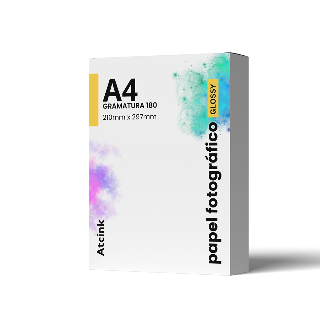 20 Folhas Papel Fotográfico A4 180g – Brilhante Glossy p/ Impressão Jato de Tinta (Não Adesivo)