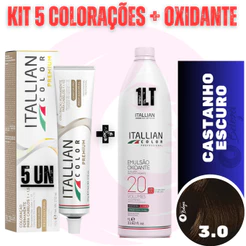 Kit 5 Tinta + Ox 20v Castanho Escuro 3.0 Coloração
