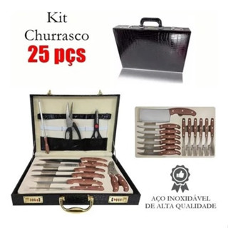 Kit de Faqueiro Churrasco Alemão Com Maleta facas Cozinha Promoção Imperdível