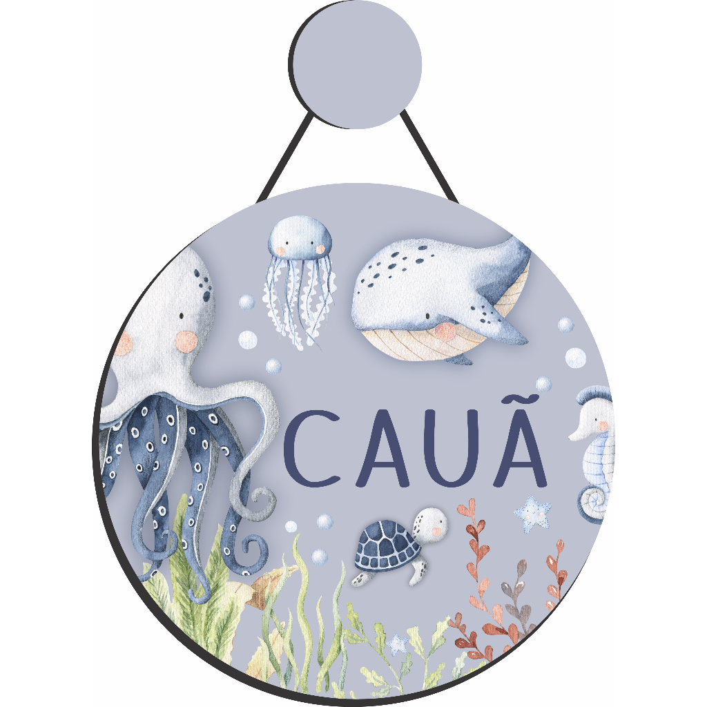 Enfeite Porta Maternidade Fundo do Mar  - Nome personalizado - Decoração para quarto! GUIRLANDA. em Oferta na Shopee