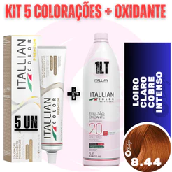 Kit 5 Tinta + Ox 20v Louro Claro Cobre Intenso 8.44