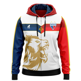Agasalho Fortaleza futebol clube torcedor blusa de frio moletom casaco com capuz e zíper