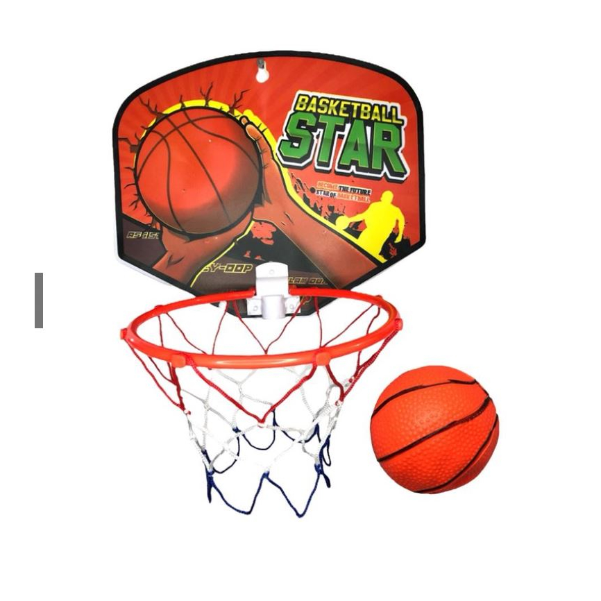 Kit de Basquete Infantil - Bola + Rede + Cesta e Suporte para parede