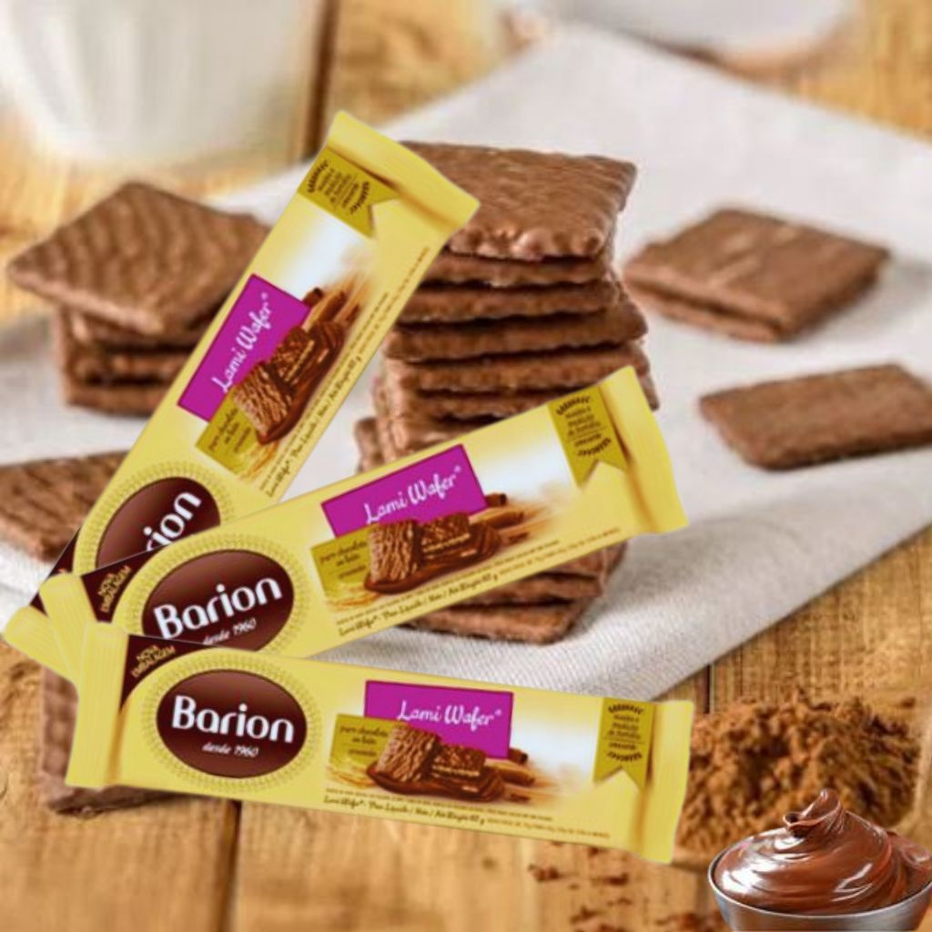 Biscoito Bolacha Wafer® Cobertos com Chocolate 65 g Bolacha Biscoito Chocolate Lanche Café