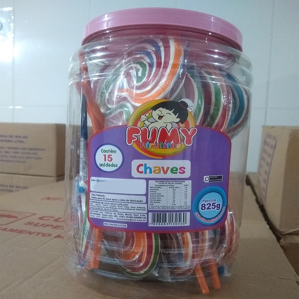 15 Pirulitos Chaves GRANDE - Tutti Frutti - 7centimetros