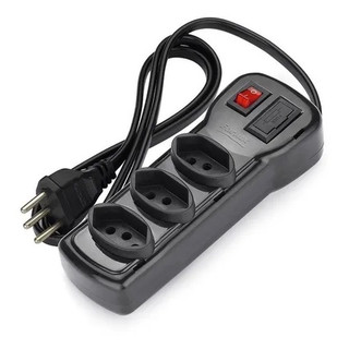 2 Filtro De Linha Pvc Com 3 Tomadas Com Fusível Bivolt Preto
