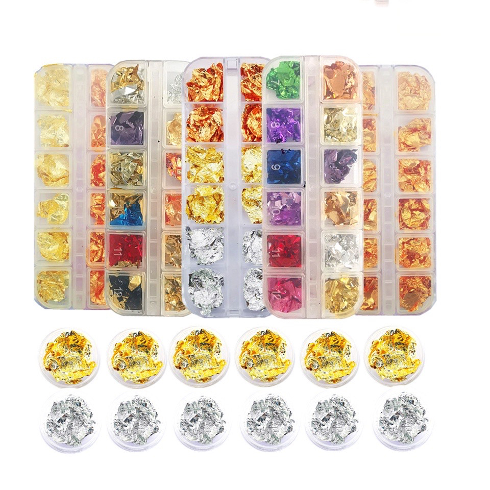 kit 12 Cores Estojo Folha de Ouro Colorido Para Naill Art Designer GRANDE em Oferta na Shopee