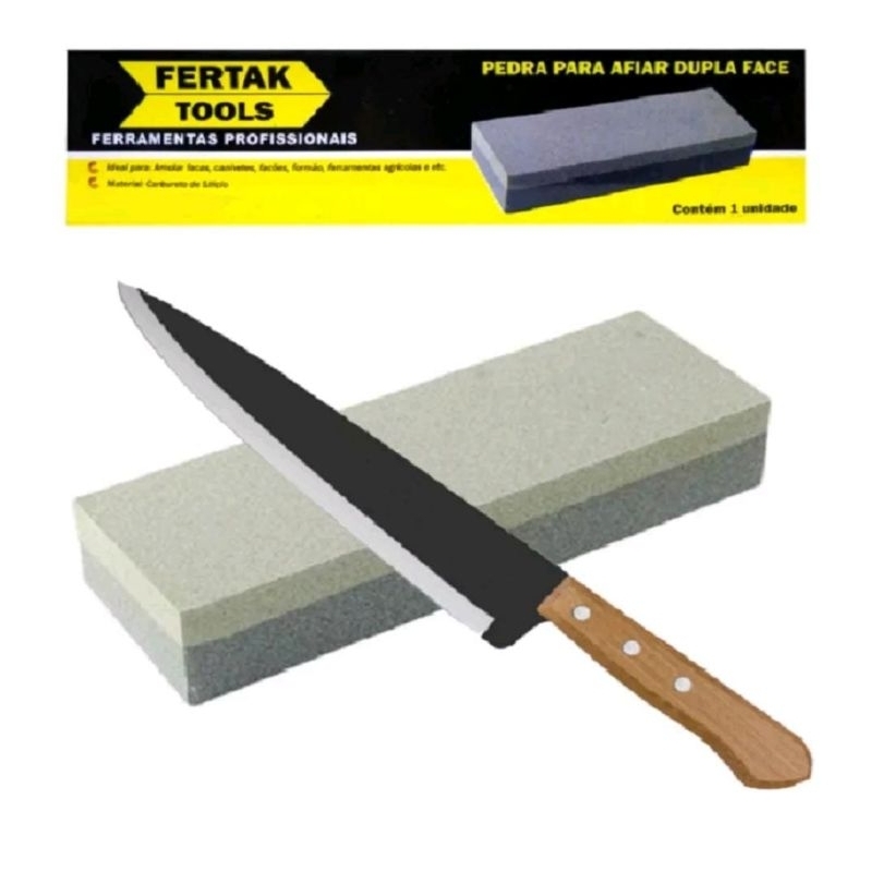 Pedra De Amolar Faca Dupla Face Retangular Canoa