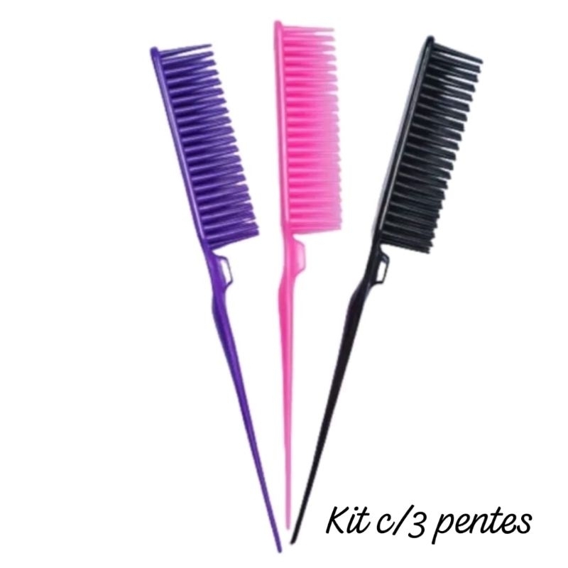 Kit 3 /6 /12 Pente Fitagem Três Fileiras para Finalização de Cabelo Cacheados