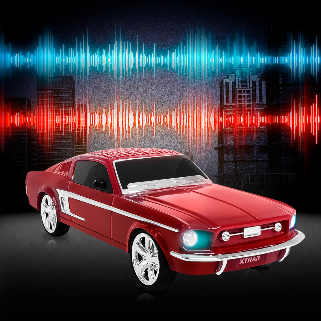 Caixa de som Bluetooth Portátil LED Carro Mustang Retro Xtrad WS-1967