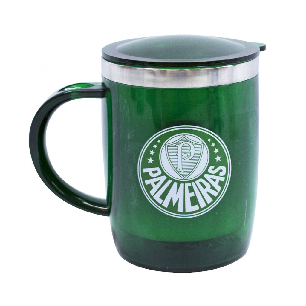 Caneca Térmica Com Tampa Verde 450ml Palmeiras QH002AZ-3-B