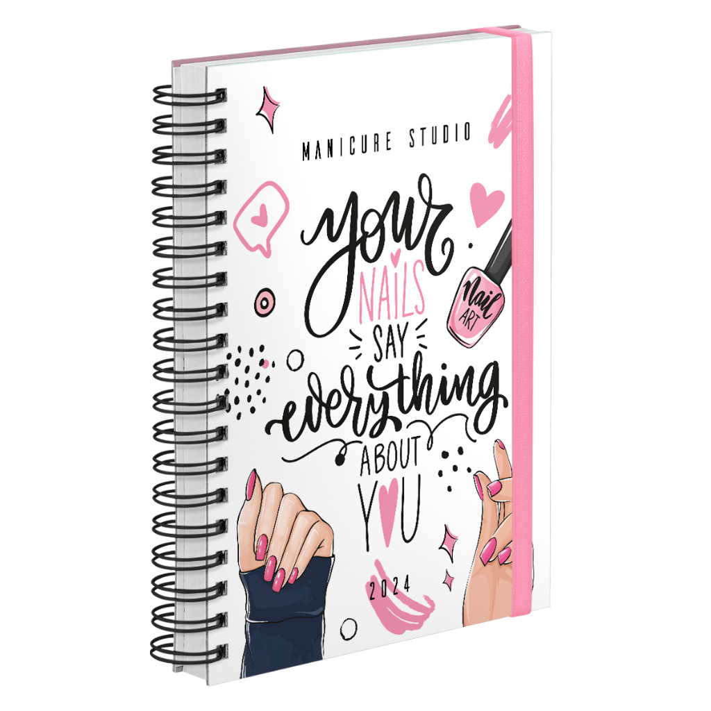 Agenda Plus Comercial Nail Designer 2024 Manicure Cores 18x24,5cm