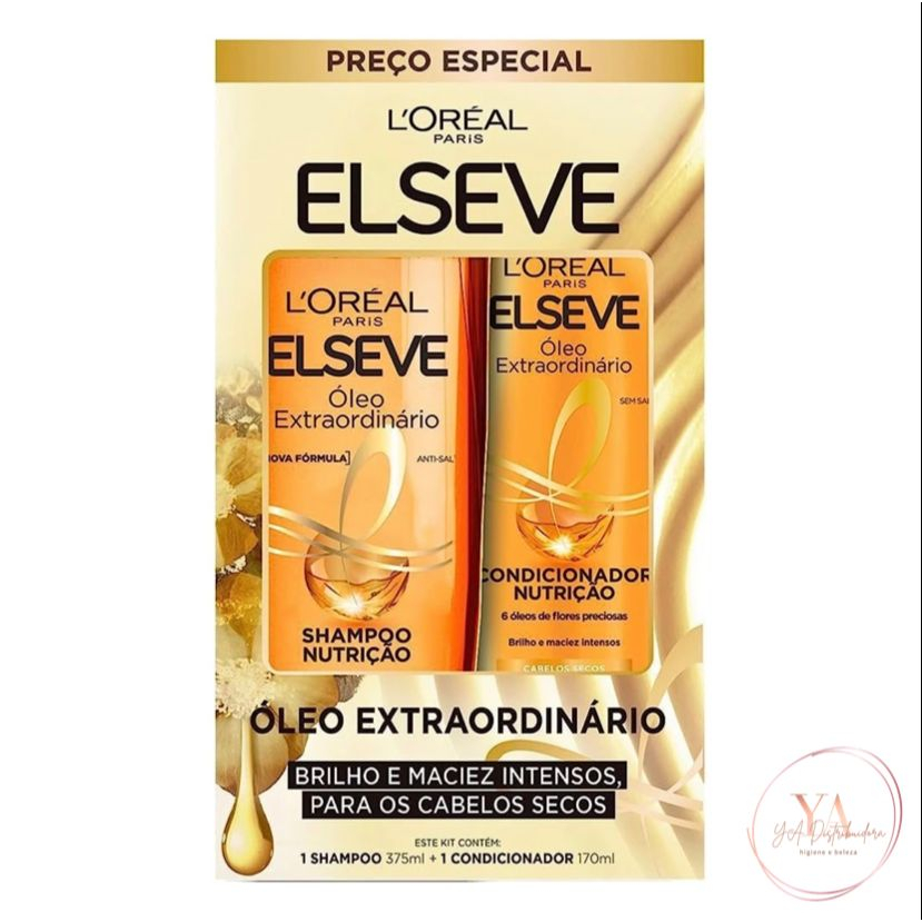 Kit Elseve Óleo Extraordinário Shampoo Nutrição 375ml + Condicionador Nutrição 170ml L'Oréal Paris