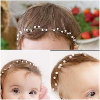 Tiara Headband na faixinha de bebê / batizado ensaio com pérola branca vermelha