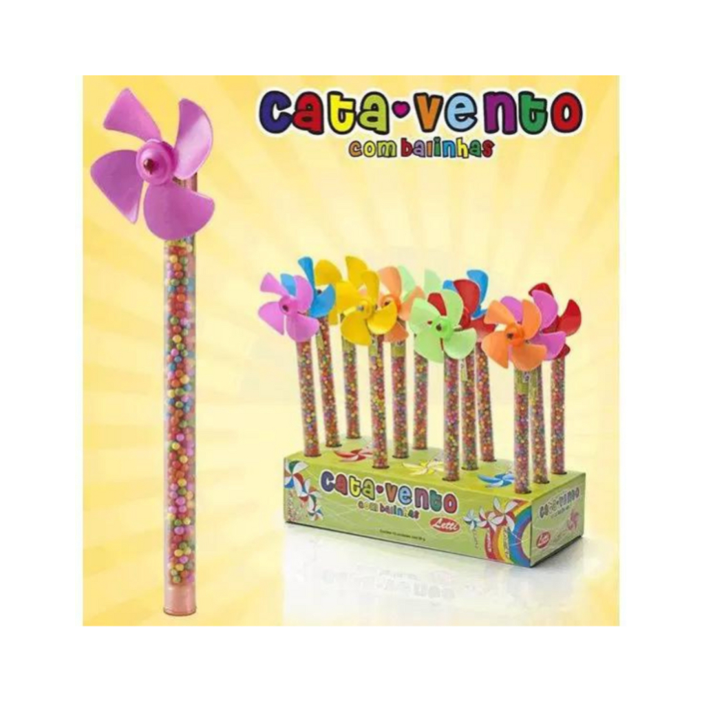 12 Brinquedos Catavento c/Balinhas Doces Frutas/Frutitos/Lembrancinhas de aniversário/Sacolinha Surpresa/Aniversario/Doces para Lembrancinha/Prenda/Festa junina/Letti brinquedos