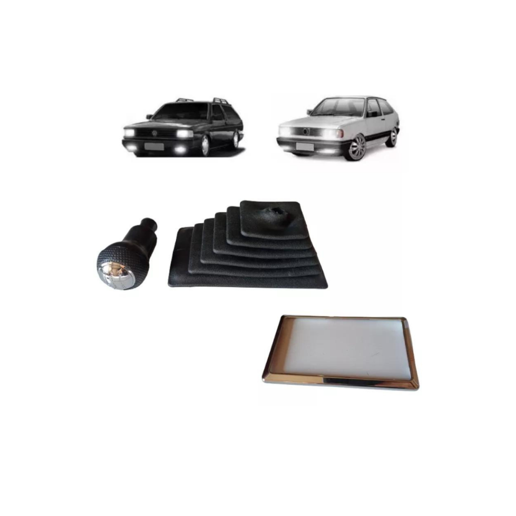 Kit Com Coifa Cambio Com Anel Cromado + Manopla Cambio Vw Gol / Parati / Saveiro Voyage G1 Anos: 1988, 1989, 1990, 1991, 1992, 1993, 1994.