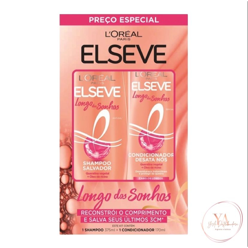 Kit Elseve Longo dos Sonhos Shampoo Salvador 375ml + Condicionador Desata Nós 170ml L'Oréal Paris