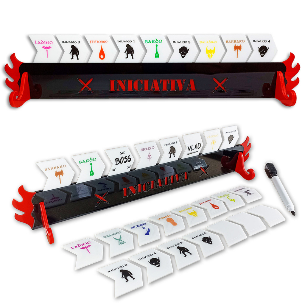 Organizador De Iniciativa RPG Deluxe Acrílico Para Mestre D&D Com Tokens Controlador de Turnos Pathfinder Tormenta
