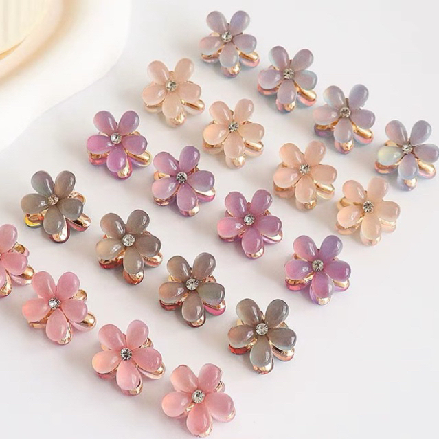 Kit 4 pçs mini piranhas para cabelo forma de Flor De Cristal e pérola em Oferta na Shopee