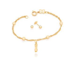 Pulseira infantil Rommanel com Figa Figuinha e Brinco Baby para Menina 551392 em Oferta na Shopee