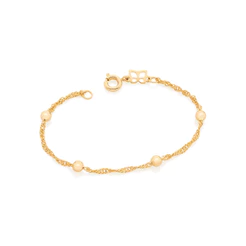 Pulseira Infantil Rommanel Fio Torcido com Bolas 3,5mm Tamanho 14cm 551392