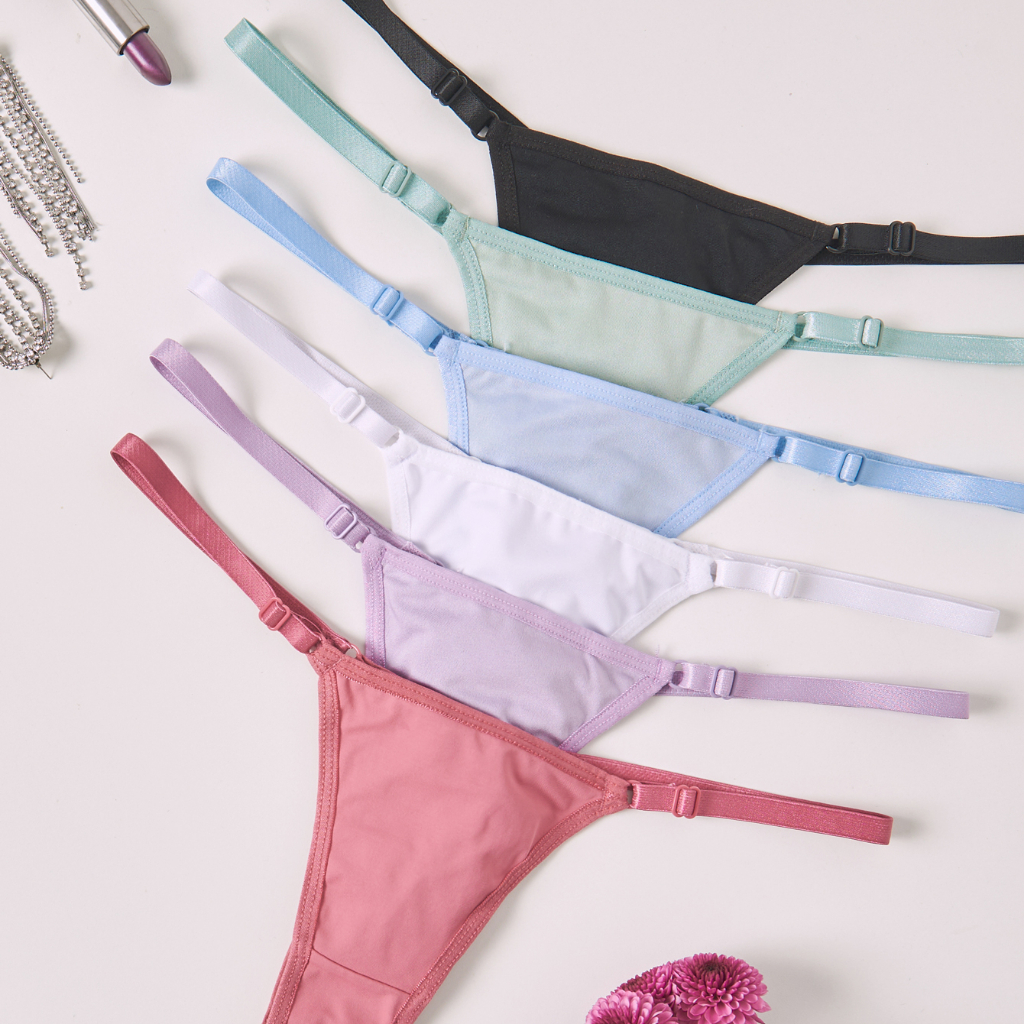 Kit com 5 Calcinhas Fio Dental com Alças Reguláveis em Microfibra Lingerie Feminina em Oferta na Shopee