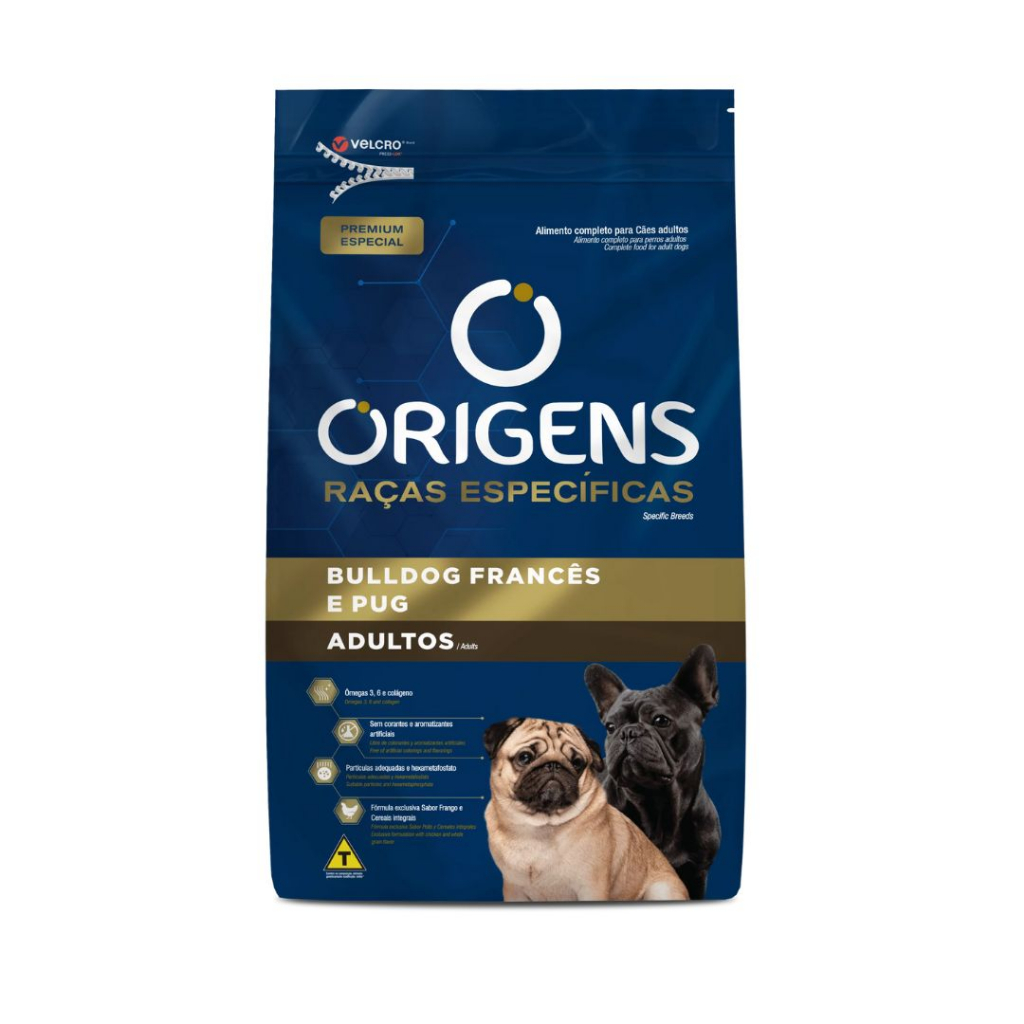Ração Origens Premium Especial Raças Específicas Cães Adultos Bulldog Francês E Pug 1kg - 10,1kg