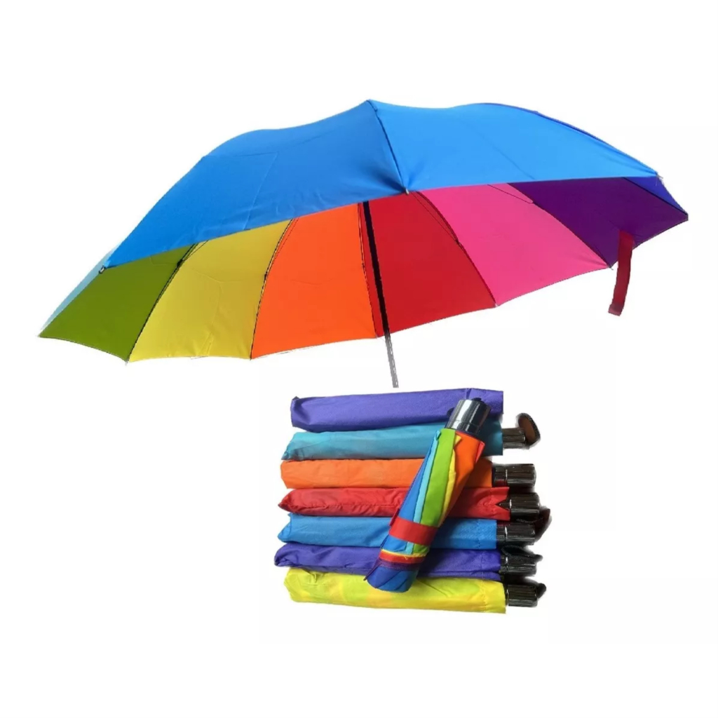 Guarda Chuva Sombrinha Grande Colorido Arco Iris Dobravel