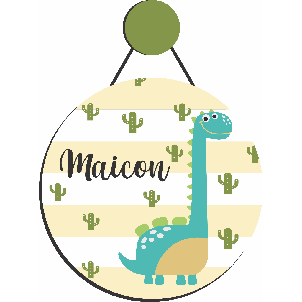 Enfeite Porta Maternidade Dino baby , Dinossauro - Nome personalizado - GUIRLANDA.