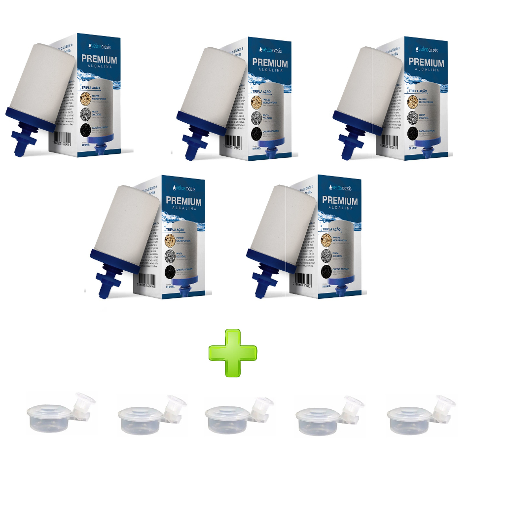 Kit 5 Velas Tripla Ação + 5 Boias Para Filtro De Barro Bebedouro Por Gravidade